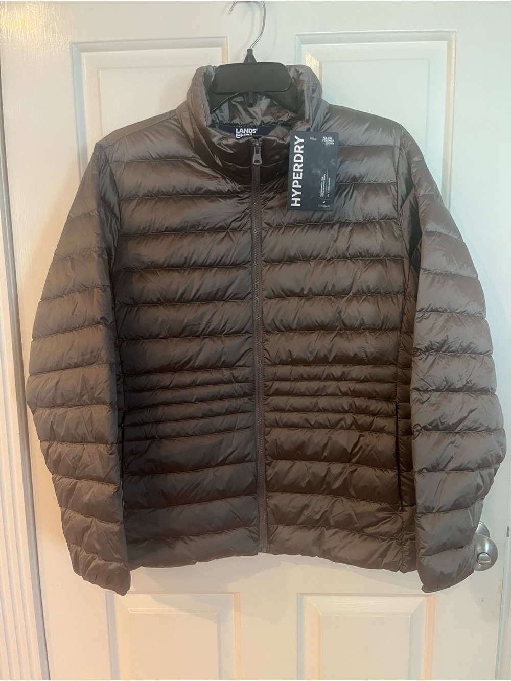 Lands' End Men's/Women's Lightweight HyperDry Quilted Puffer Jacket - Dark Brown